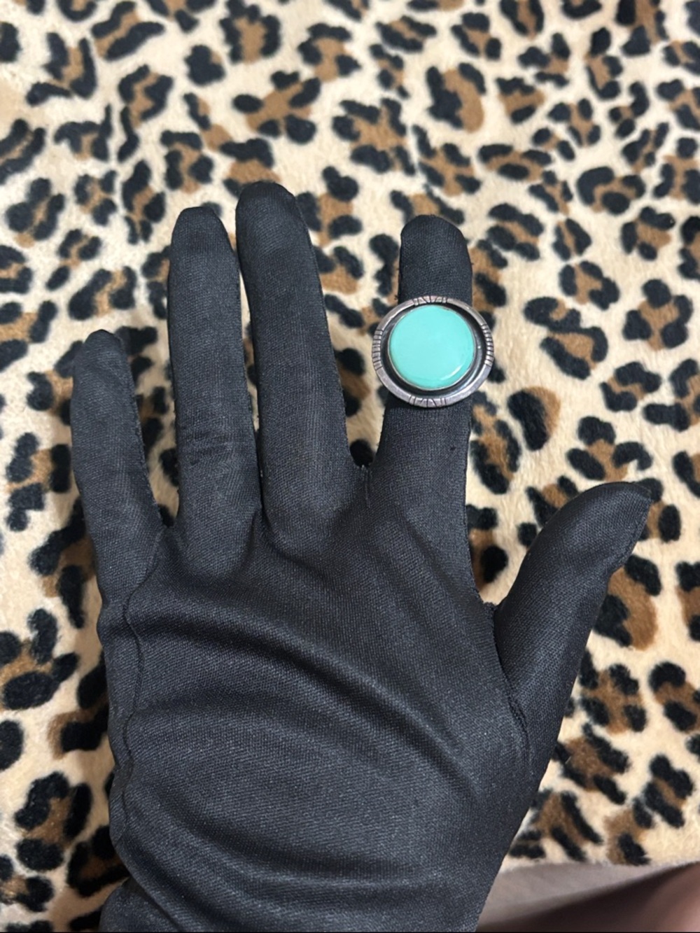 Vintage Sterling Silver 🩵 Turquoise Stone Ring 7.5 Southwest Statement - Picture 11 of 15